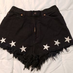 Star, Jean Shorts, Levi's, Black Demin, Cut-Off Look